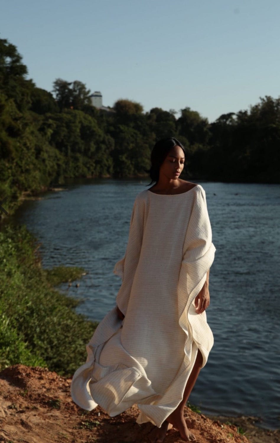 Tissé - Vestido Longo Kaftan Reta Alira Natural