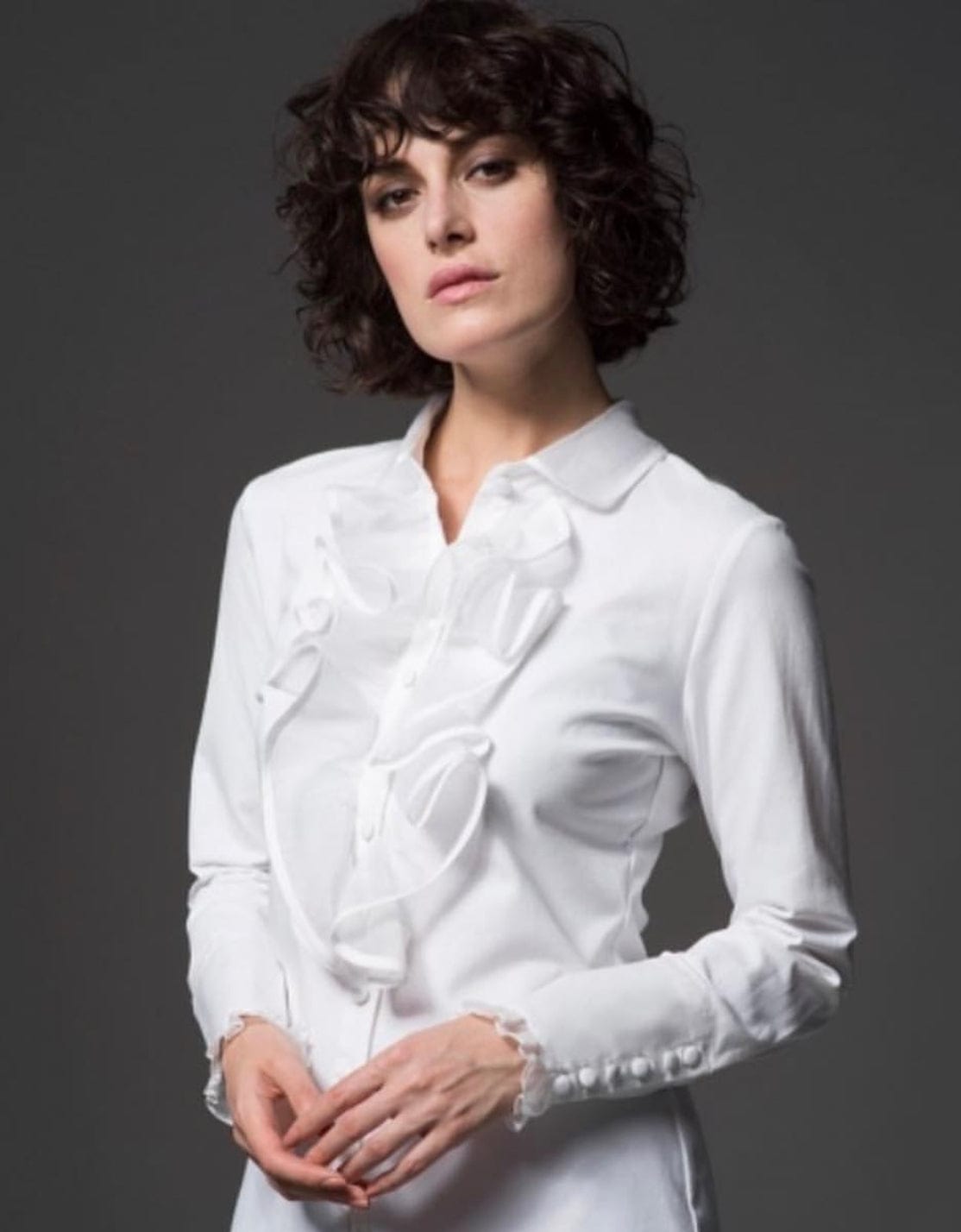 The Shirt  Company London - Camisa Manga Longa com Babado Frontal