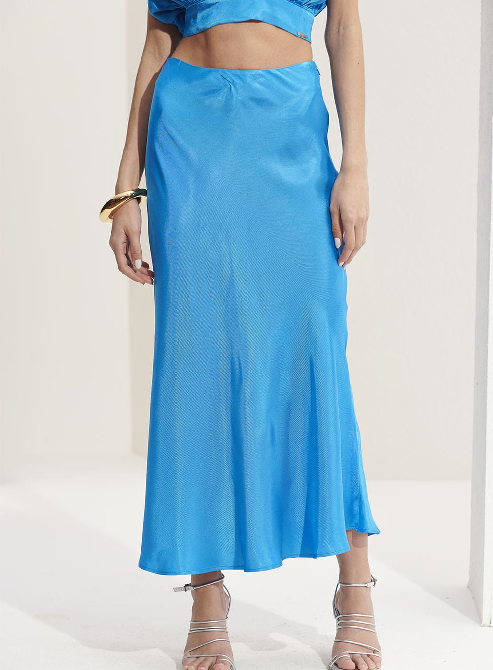 L'Cecci - Saia Midi Acetinada Azul