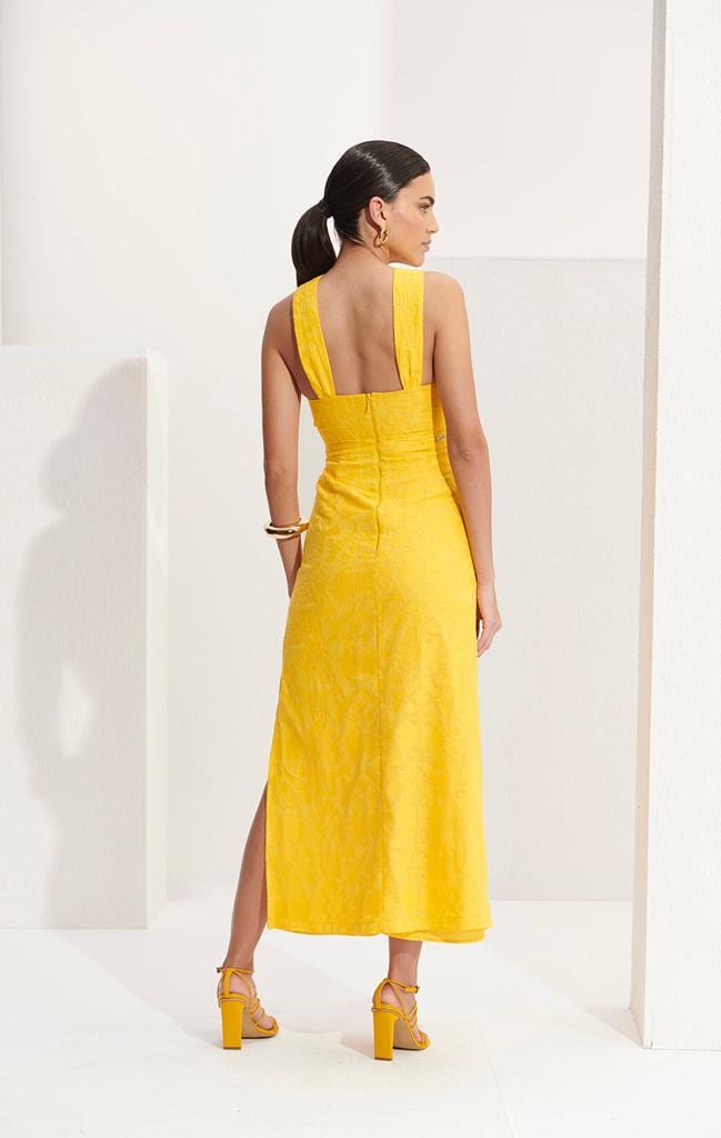 L'Cecci - Vestido Longo Jaguard Amarelo