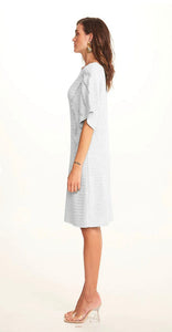 Viviane Furrier - Vestido Curto com Detalhes Rendado em Tricot  Off White